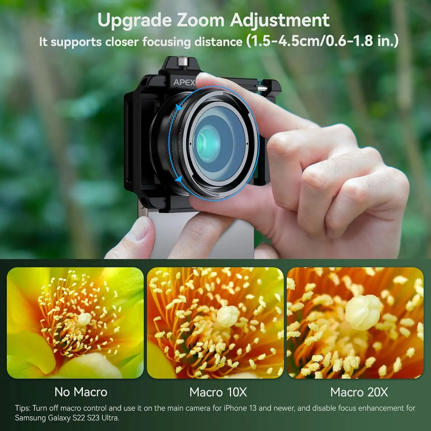 Evil eye Zoom Macro Lens Kit for Smartphone, 10-20X Macro Phone Lens with Universal Lens Clip - 71eKTKBN4wL._AC_SL1500_